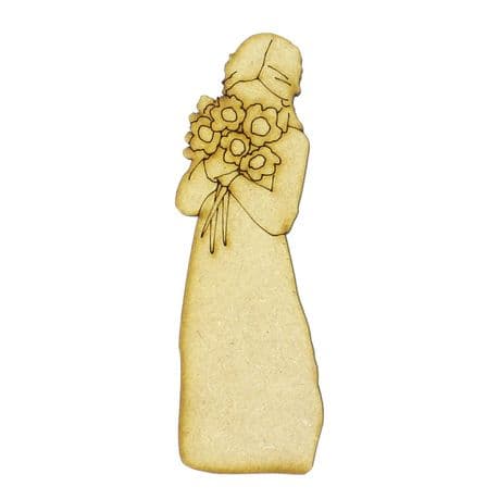 Daisy Flower Girl Laser Cut from 3mm MDF 10, 15, 20cm tall Card Craft Decoration